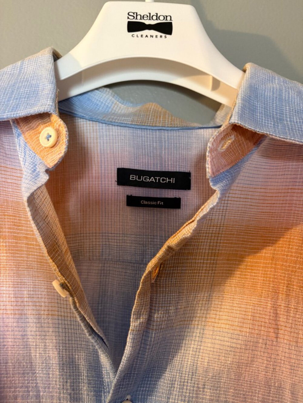 Bugatchi Short Sleeve Button Down – Pastel Plaid (Men’s L)